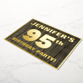 第95回誕生日パーティーはっきりした:，木目フェイク模様 箔招待状 (回転した状態)