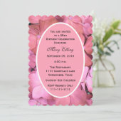 第95回誕生日パーティーピンクの鱗状紫陽花 招待状 (スタンド正面)