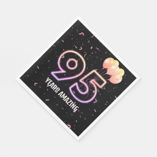 第95回誕生日パーティー風船と紙吹雪 スタンダードランチョンナプキン (角)