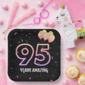 第95回誕生日パーティー風船と紙吹雪 ペーパープレート (パーティー)