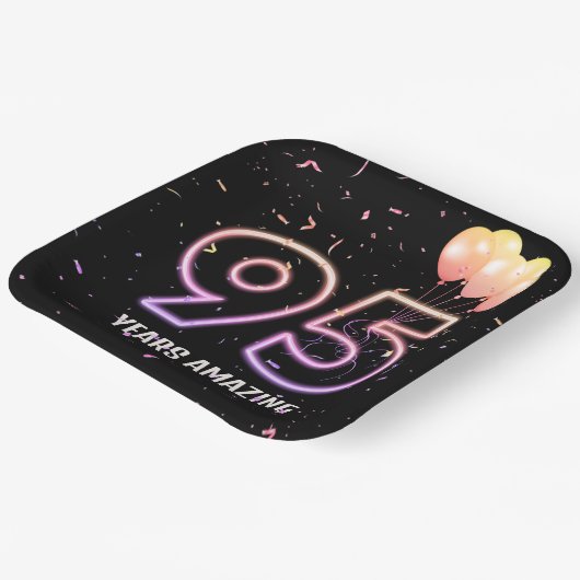 第95回誕生日パーティー風船と紙吹雪 ペーパープレート (傾斜あり)