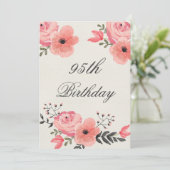 第95誕生日シックウォーターカラーフラワーズ 招待状 (スタンド正面)