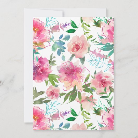 第95誕生日トロピカルフローラピンクボニーパーティー 招待状 (裏面)