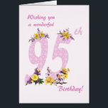 第95誕生日花飾数<br><div class="desc">95誕生日のカードは花で飾られた。花を愛すフェミニンる人のための素敵な誕生日カード。</div>