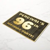 第96回バースデーパーティーはっきりした:,木目フェイク模様 箔招待状 (回転した状態)