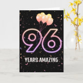 第96誕生日風船と紙吹雪 カード (黄色い花)