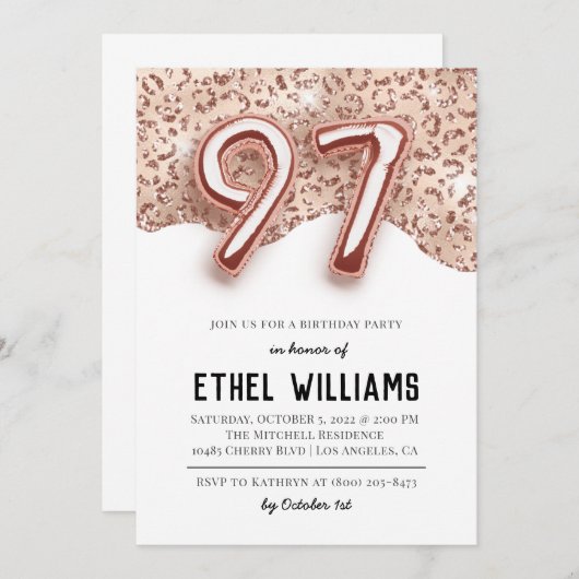 第97回バースデーパーティーへの招待 招待状 (正面/裏面)