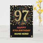 第97回花火大誕生日レインボーカラフル金ゴールド カード (黄色い花)