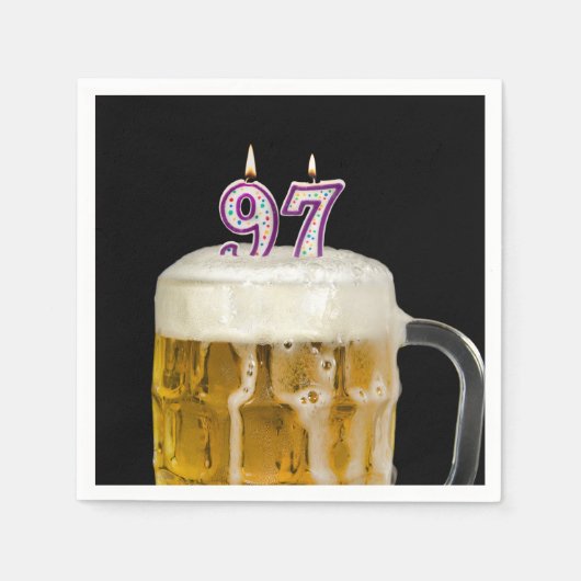 第97誕生日ビールオンブラック スタンダードカクテルナプキン (正面)