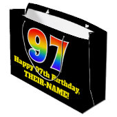 第97誕生日～おもしろいカラフル,, 鮮やか, Rainbow 97 ラージペーパーバッグ (裏面アングル)