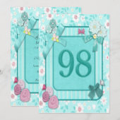 第98回バースデーパーティーの招待 招待状 (正面/裏面)