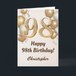 第98誕生日金ゴールドバルーンと紙吹雪誕生日 カード<br><div class="desc">98誕生日金ゴールドバルーンと紙吹雪誕生日カード。さらにカスタマイクリックズを行う場合はカスタマイズ、「IT」ボタンをクリックし、このテンプレートを変更するために当社のデザインツールを使用する。</div>