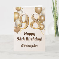 第98誕生日金ゴールドバルーンと紙吹雪誕生日