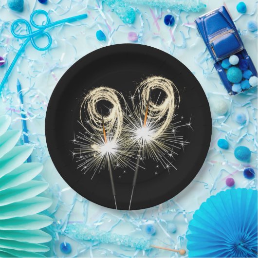 第99回バースデーパーティースパーカーズオンブラック ペーパープレート (パーティー)