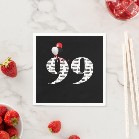 第99回誕生日パーティー風船 スタンダードカクテルナプキン (インサイチュ)