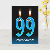 第99誕生日めがね付きろうそく カード (黄色い花)