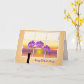 第99誕生日ピンクの蘭を窓に カード (黄色い花)