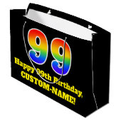 第99誕生日～おもしろいカラフル,, 鮮やか, Rainbow 99 ラージペーパーバッグ (裏面アングル)