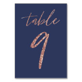 第9 -魅力的なグリッターのばら色の金ゴールドおよび青い結婚式 テーブルナンバー (裏面)