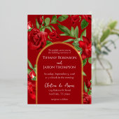 第II部愛らしいダブル・レッドとアー結婚チ実在ズ 箔招待状 (立ち正面)