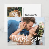 筆で手描きした写真 結婚式のお礼メッセージカード ポストカード (正面/裏面)