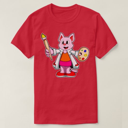 筆で描く猫絵を描 Tシャツ (デザイン正面)