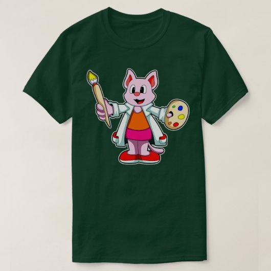 筆で描く猫絵を描 Tシャツ (デザイン正面)