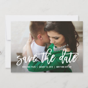 筆で書いたようなカリグラフィーの結婚式「Save The Date」カード 招待状