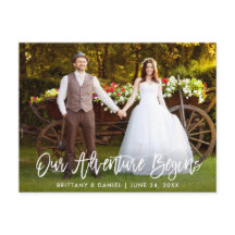 筆で書いたようなスクリプト 私たちの冒険が始まる 結婚式の感謝