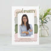 筆のタッチ フォト 卒業パーティー 招待状 (スタンド正面)