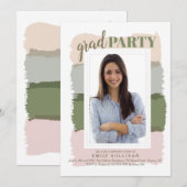 筆のタッチ フォト 卒業パーティー 招待状 (正面/裏面)