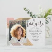 筆のタッチ フォト 卒業招待状 招待状 (スタンド正面)