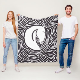 筆のペン馬 フリースブランケット