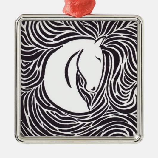 筆のペン馬 メタルオーナメント (正面)