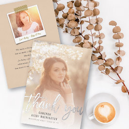 筆の台本の書道モダン写真卒業 箔招待状