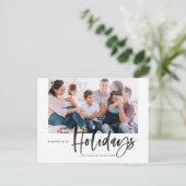 筆の書道黒幸せな休日の写真 シーズンポストカード (スタンド正面)