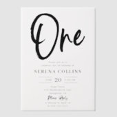 筆の書道1歳の誕生日 ベラム紙招待状 (正面)