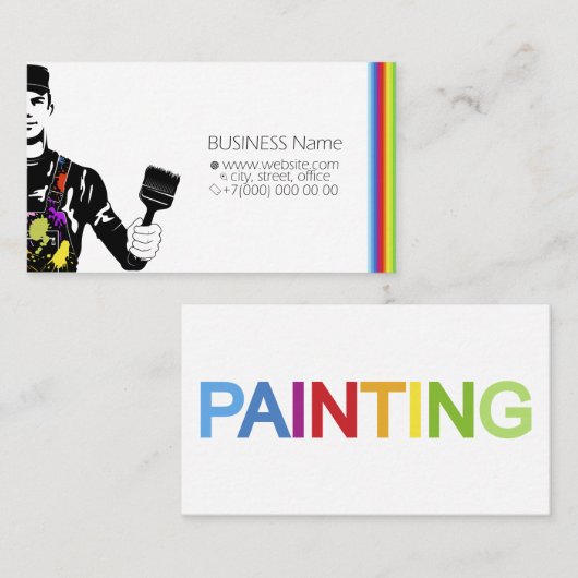 筆を手に制服を着た画家 名刺 (正面/裏面)