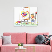 筆を持ちイーゼルのそばに立つ人 キャンバスプリント (インサイチュ (リビング))