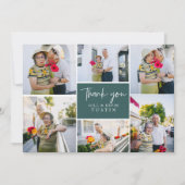 筆モダン跡の結婚写真コラージュ サンキューカード (正面)