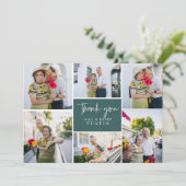 筆モダン跡の結婚写真コラージュ サンキューカード (スタンド正面)