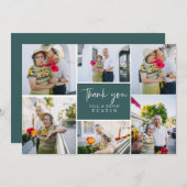 筆モダン跡の結婚写真コラージュ サンキューカード (正面/裏面)