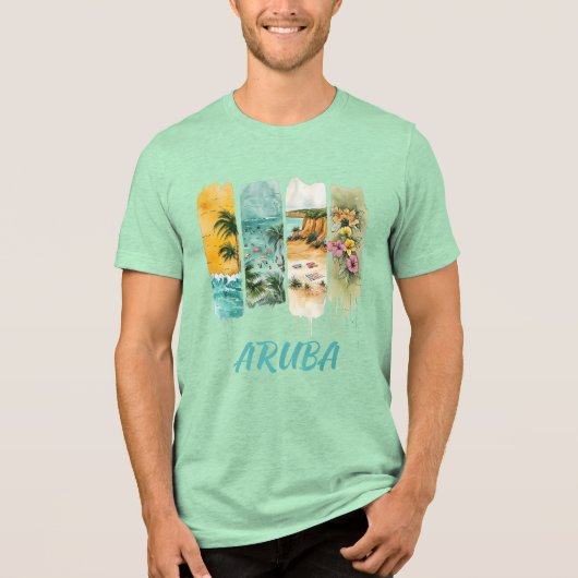 筆刷の淡い花 アルバ トライブレンドTシャツ (正面)