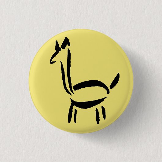 筆描きのラマ アルパカ 馬 動物 缶バッジ (正面)