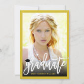 筆文字フォト 卒業パーティ 招待状 (正面)