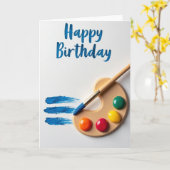 筆致が喜びを表す誕生日カード カード (黄色い花)