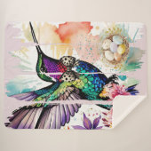 筆致の鳥アート シェルパブランケット (正面(横))
