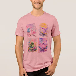 筆触で表現されたかわいいひな鳥のパステルカラー トライブレンドＴシャツ