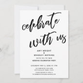 筆記体でお祝いしよう ウェディング・レセプション 招待状 (正面)