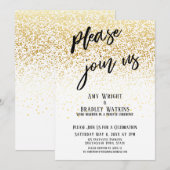 筆記体でご参加ください コンフェッティのレセプション 招待状 (正面/裏面)